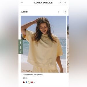 Daily Drills Cropped Sleeve Vintage Crew Sweatshirt butter yellow NWT